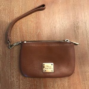 Ralph Lauren tan leather wristlet